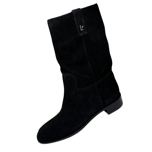 LARROUDE Barb Mid Calf Boots Size 9.5 -10 Black Suede NEW $430 Anthropologie - Picture 2 of 7